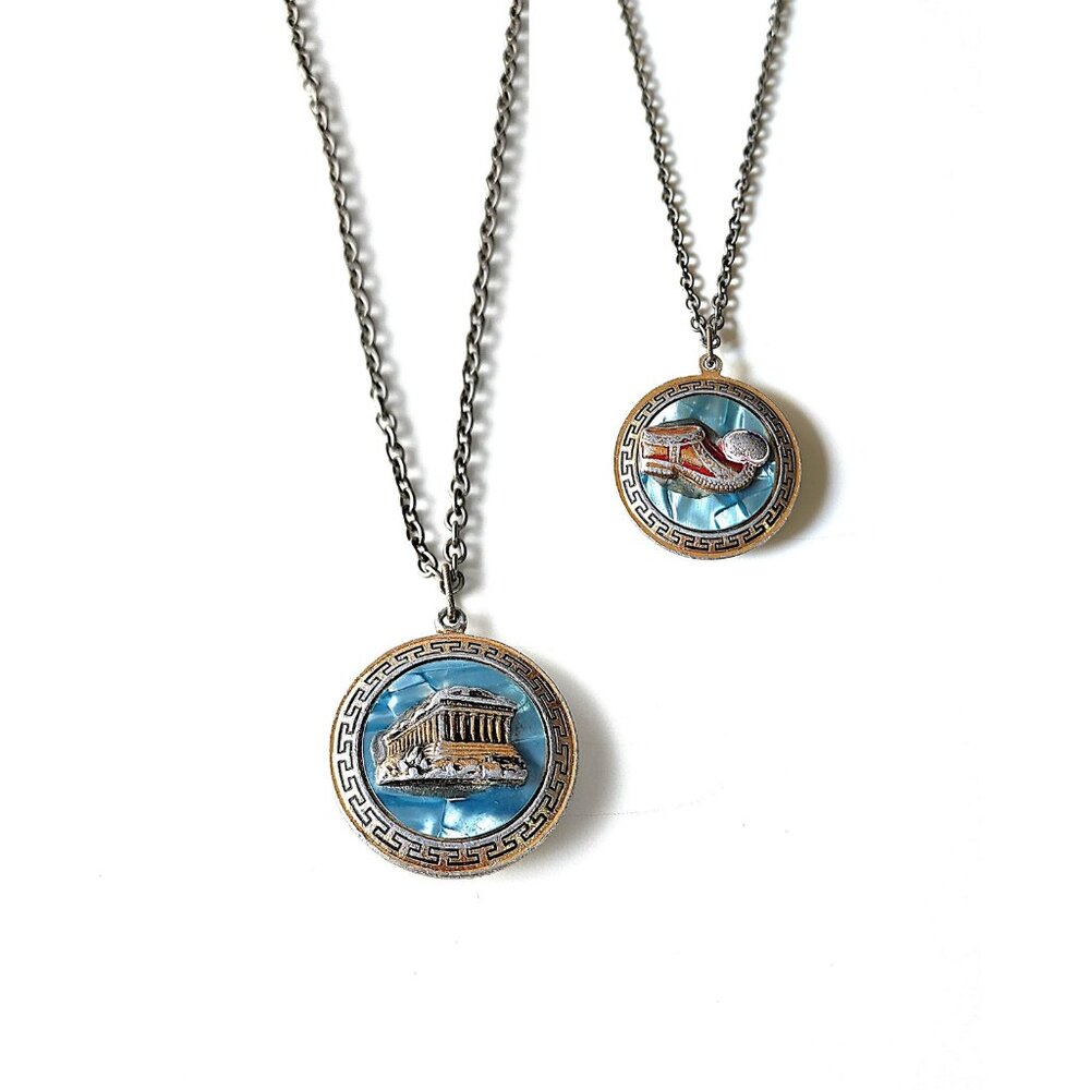 Reversible Greek pendant necklace